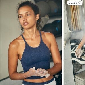 Free people happiness runs long crop tank in navy